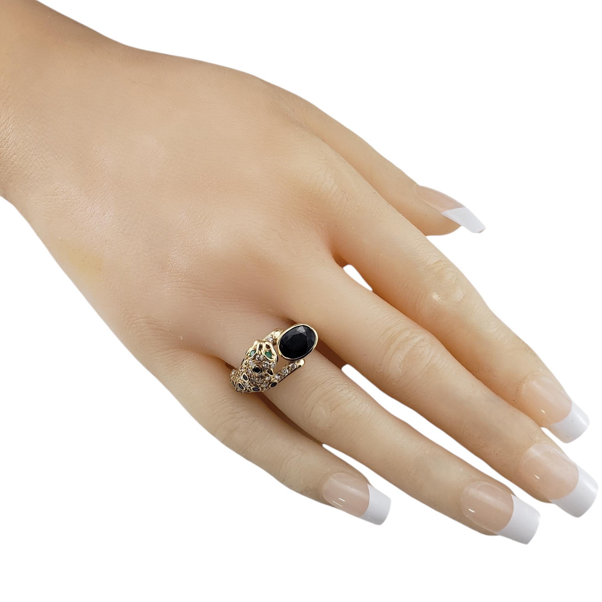 14K Gold Sapphire Diamond & Emerald Cheetah Ring Size 7.75  #19453 2