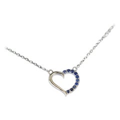 Collar de zafiro de oro de 14k Collar con dije de corazón delicado Joyas de San Valentín