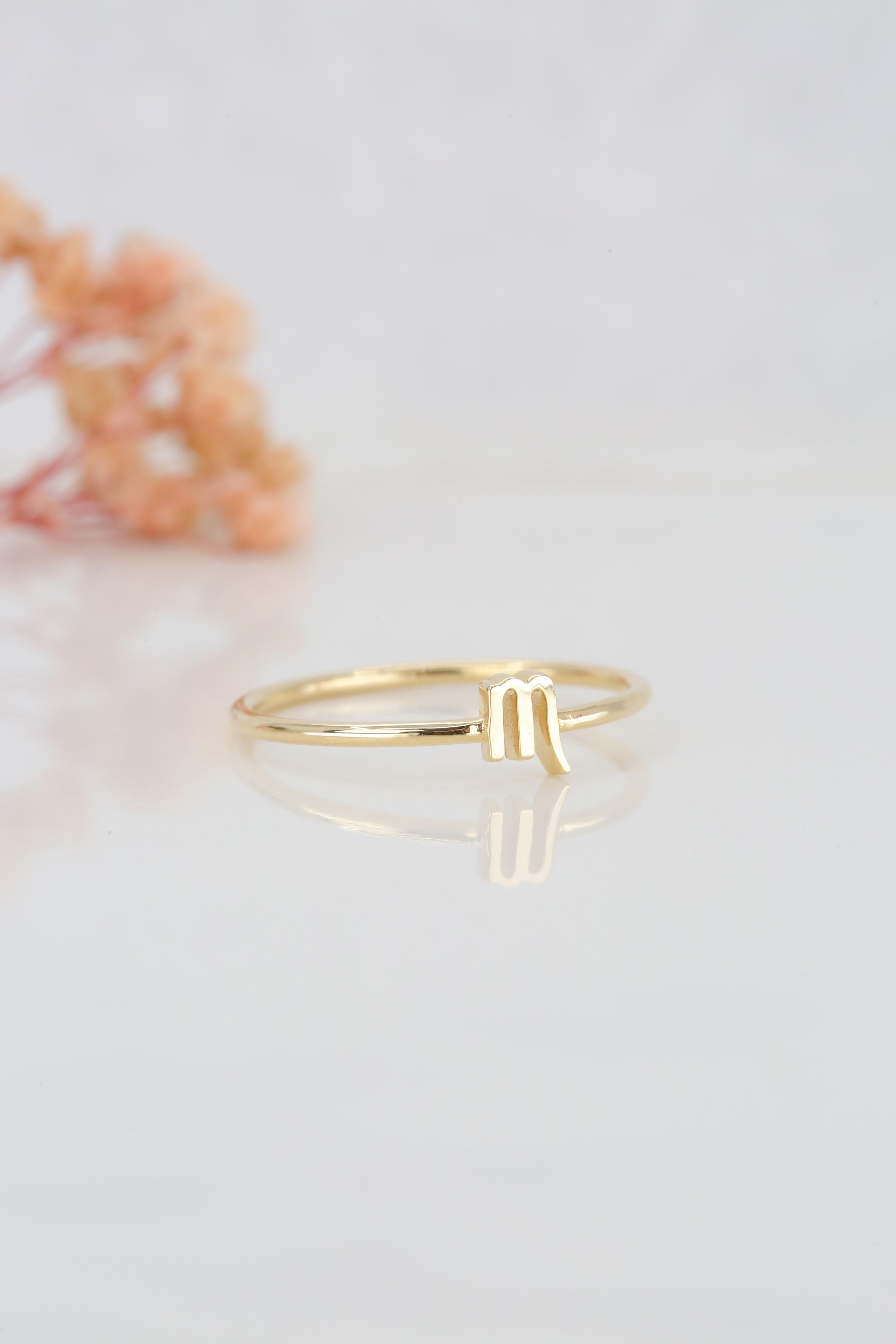 For Sale:  14K Gold Scorpio Ring, Scorpio Sign Gold Ring 9