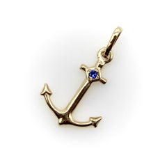 14K Gold Signature Anchor Charm with Sapphire