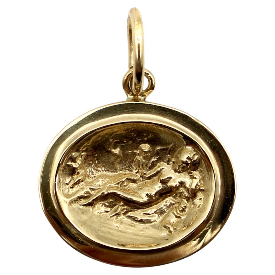 Aphrodite-Medaillon aus 14 Karat Gold im klassischen Revival-Stil