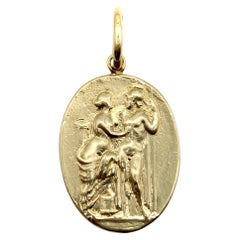 14K Gold Signature Classical Revival Venus and Mars Medallion