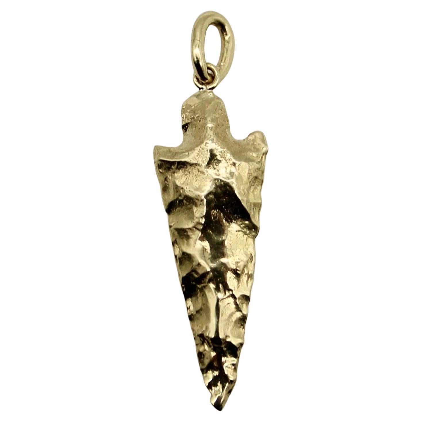 14K Gold Signature Elongated Arrowhead Charm For Sale