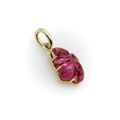14K Gold Signature Hand-Carved Pink Tourmaline Flower Charm