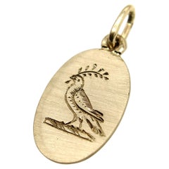 14K Gold Signature Hand Engraved Bird of Peace Pendant