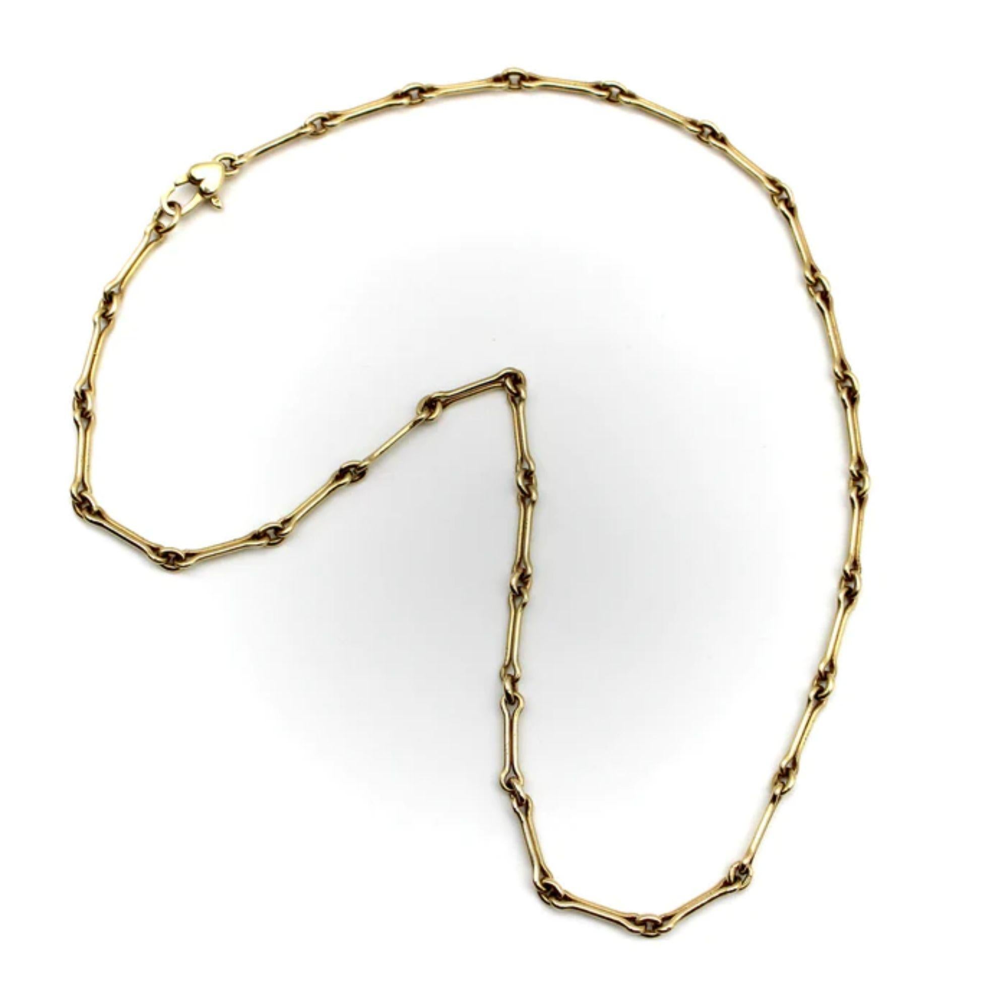 da uomo o donna Collana a catena A Link con osso di cane, fatta a mano e firmata in oro 14K, con chiusura a cuore in vendita