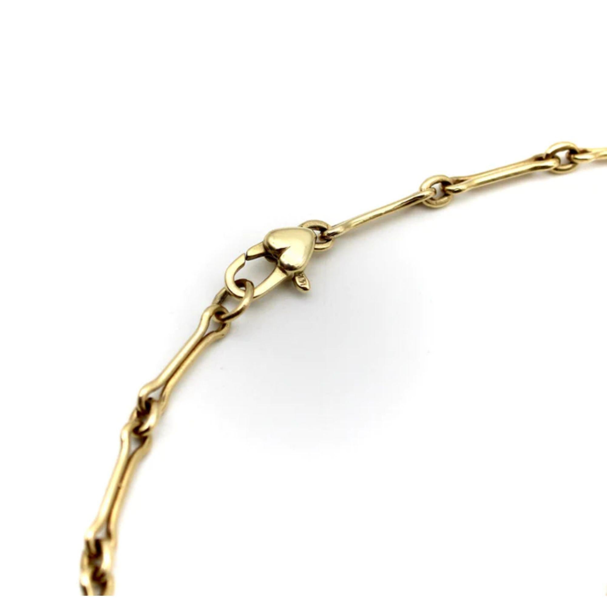 Collana a catena A Link con osso di cane, fatta a mano e firmata in oro 14K, con chiusura a cuore in vendita 2