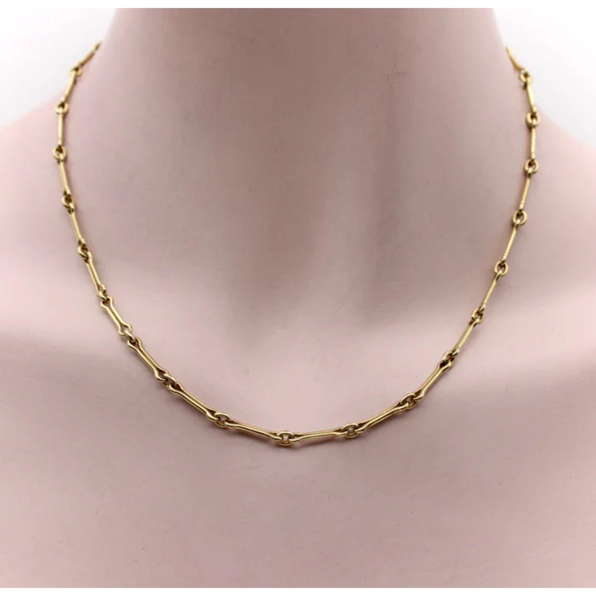 Collana a catena A Link con osso di cane, fatta a mano e firmata in oro 14K, con chiusura a cuore in vendita 3