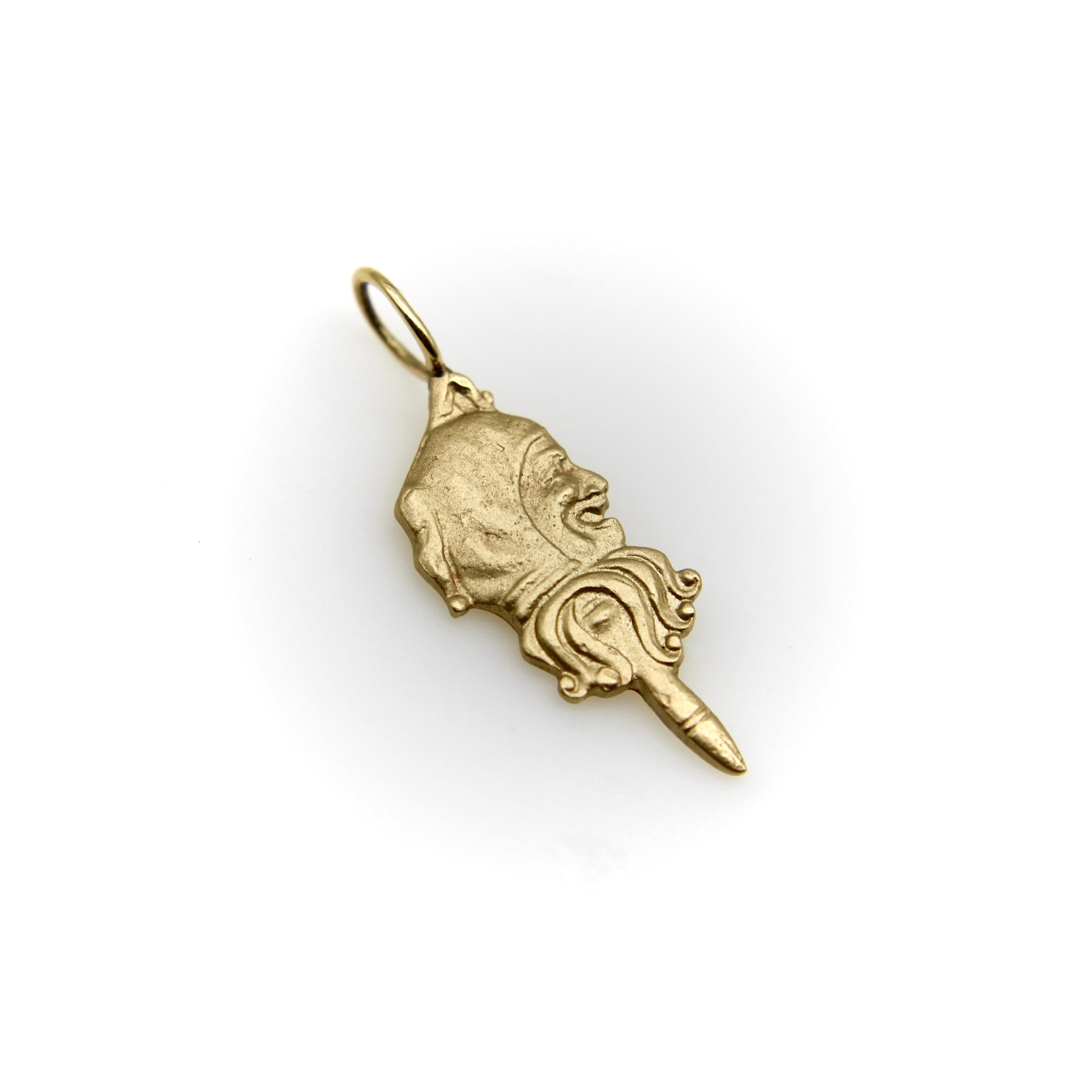 A signature charm available only through Kirsten's Corner, this 14k yellow gold Joker face is a perfect little charm to add to your collection. 

The Joker face is taken from a vintage card deck, and is often a personification of the yin and the