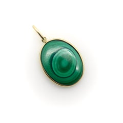 14K Gold Signature Malachite Concentric Circles Pendant