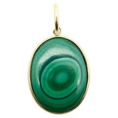 14K Gold Signature Malachite Concentric Circles Pendant