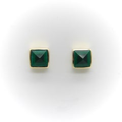 14K Gold Signature Malachite Pyramid Studs