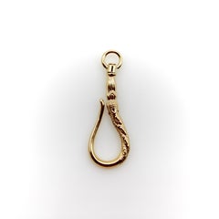 14k Gold Signature Shepherd's Hook and Charm Holder with Curling Motifs