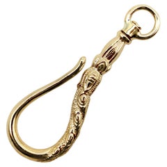 14k Gold Signature Shepherd's Hook and Charm Holder with Curling Motifs
