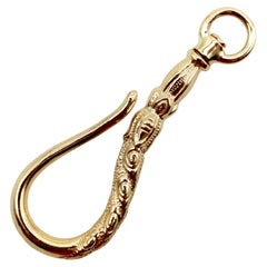 14k Gold Signature Shepherd's Hook and Charm Holder with Curling Motifs
