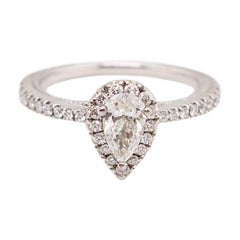 Verlobungsring aus 14 Karat Gold, signiert Vera Wang Love Saphir in Birnenform mit Diamant
