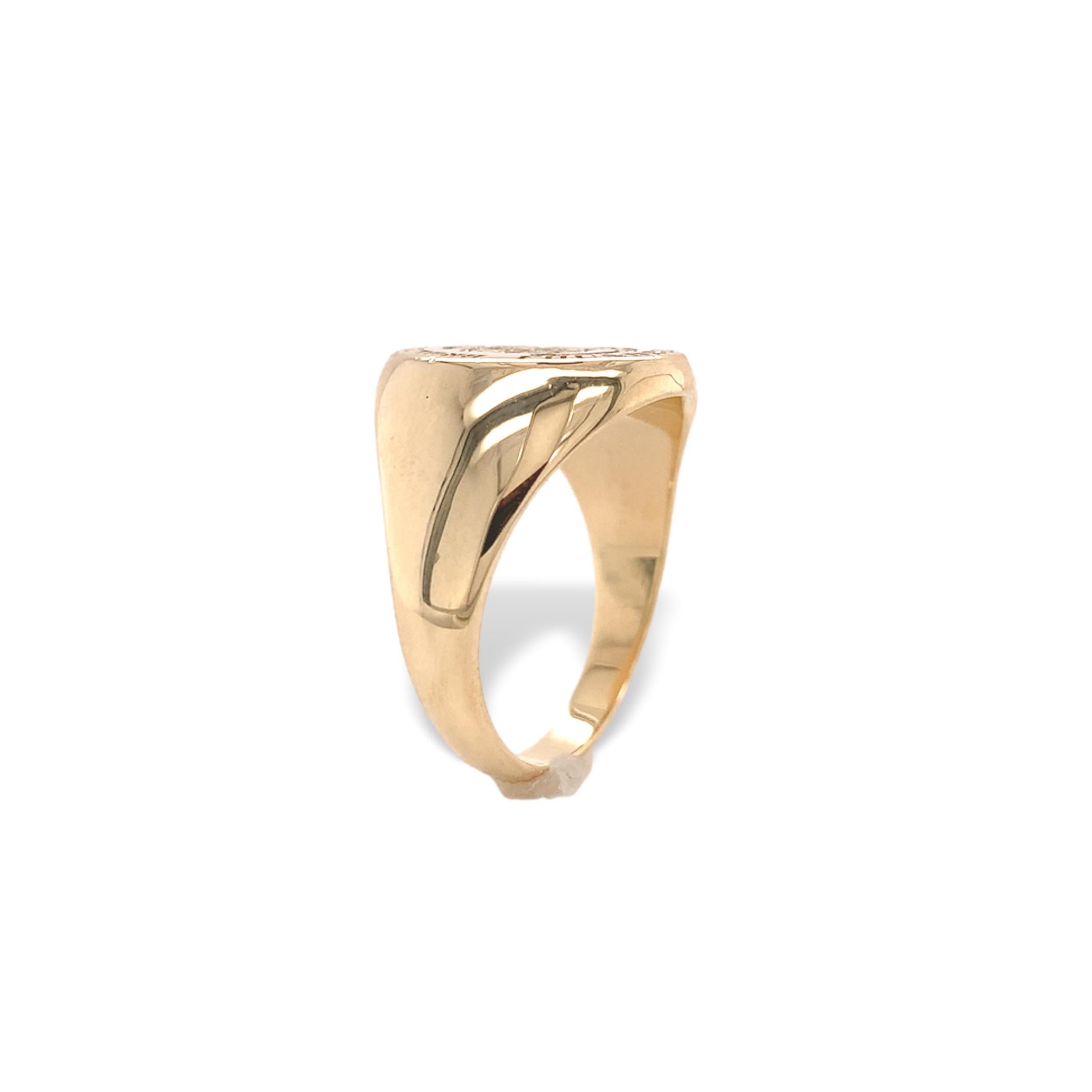 Anello Signet in oro 14K con insegne incise dell'Università di Brown In condizioni buone in vendita a Big Bend, WI