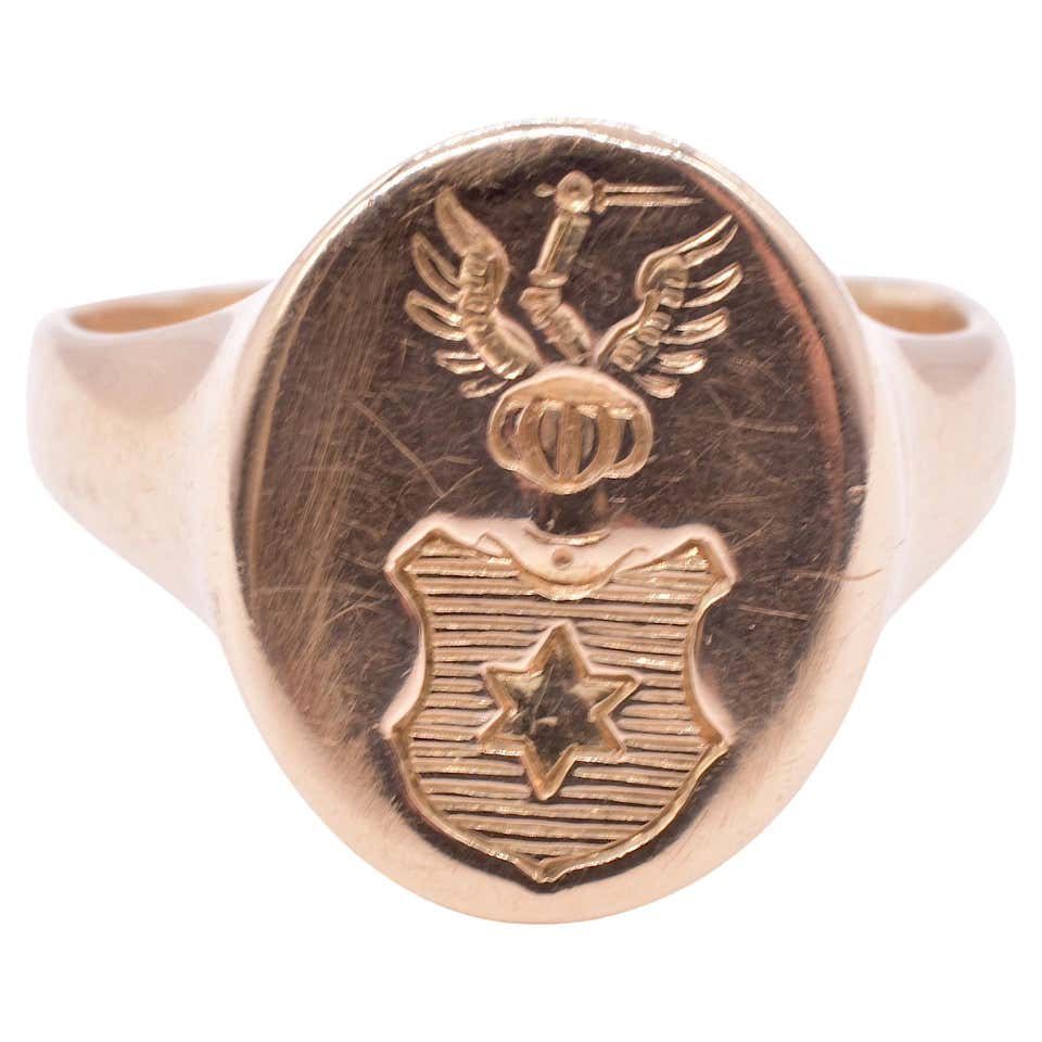 Signet Rings Nobility Antique Georgian Noble Irish 'Cole' Family Coat of Arms Signet Ring ...