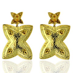 14k Gold & Silver Pave Diamond Starfish Earrings