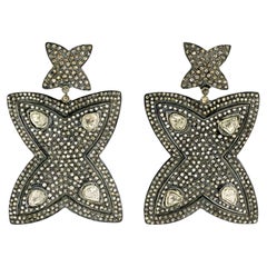 14k Gold & Silver Pave Diamond Starfish Earrings