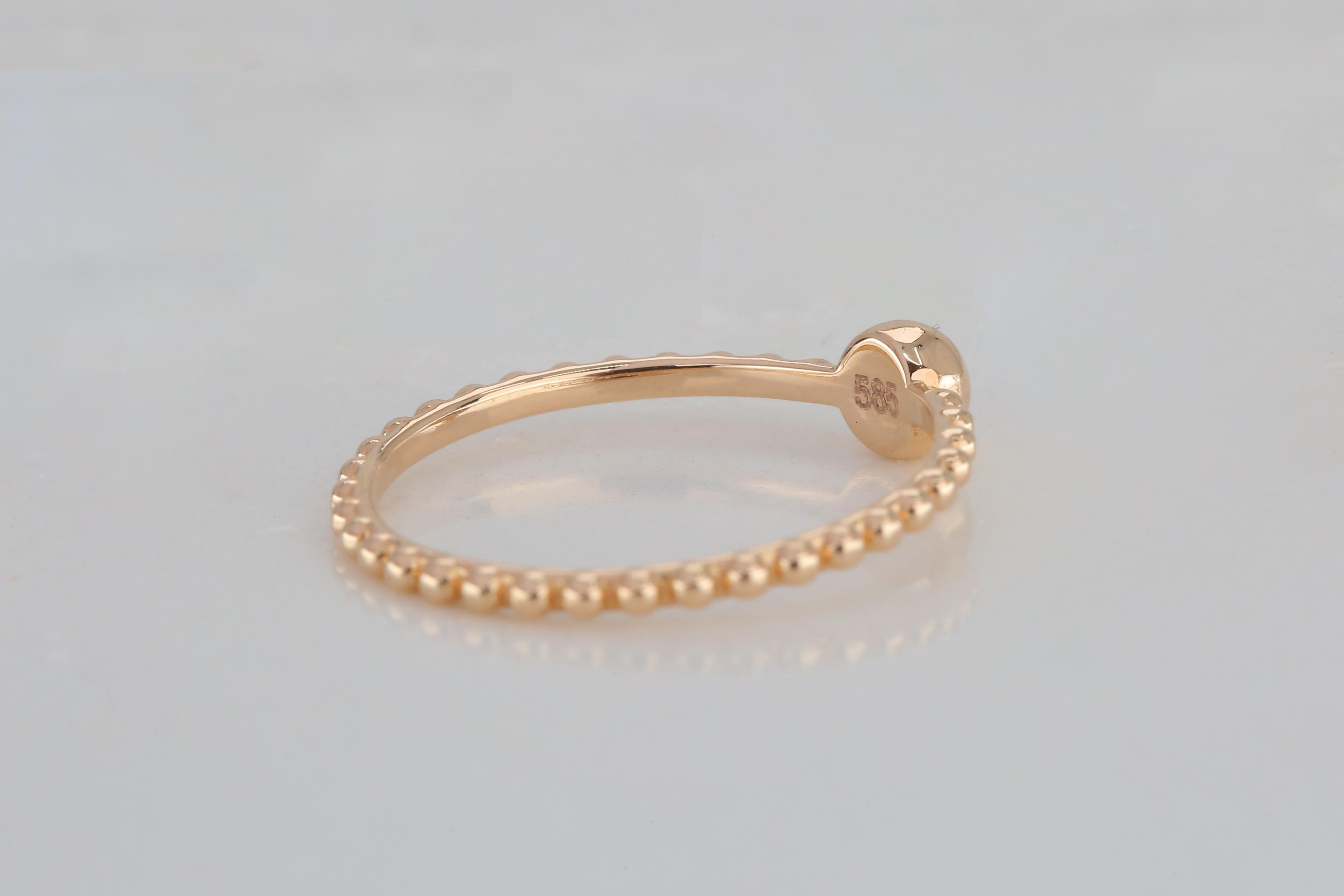 For Sale:  14K Gold Single Ball Gold Ring, 14K Gold Single Ball Ring, Mini Ball Ring 7
