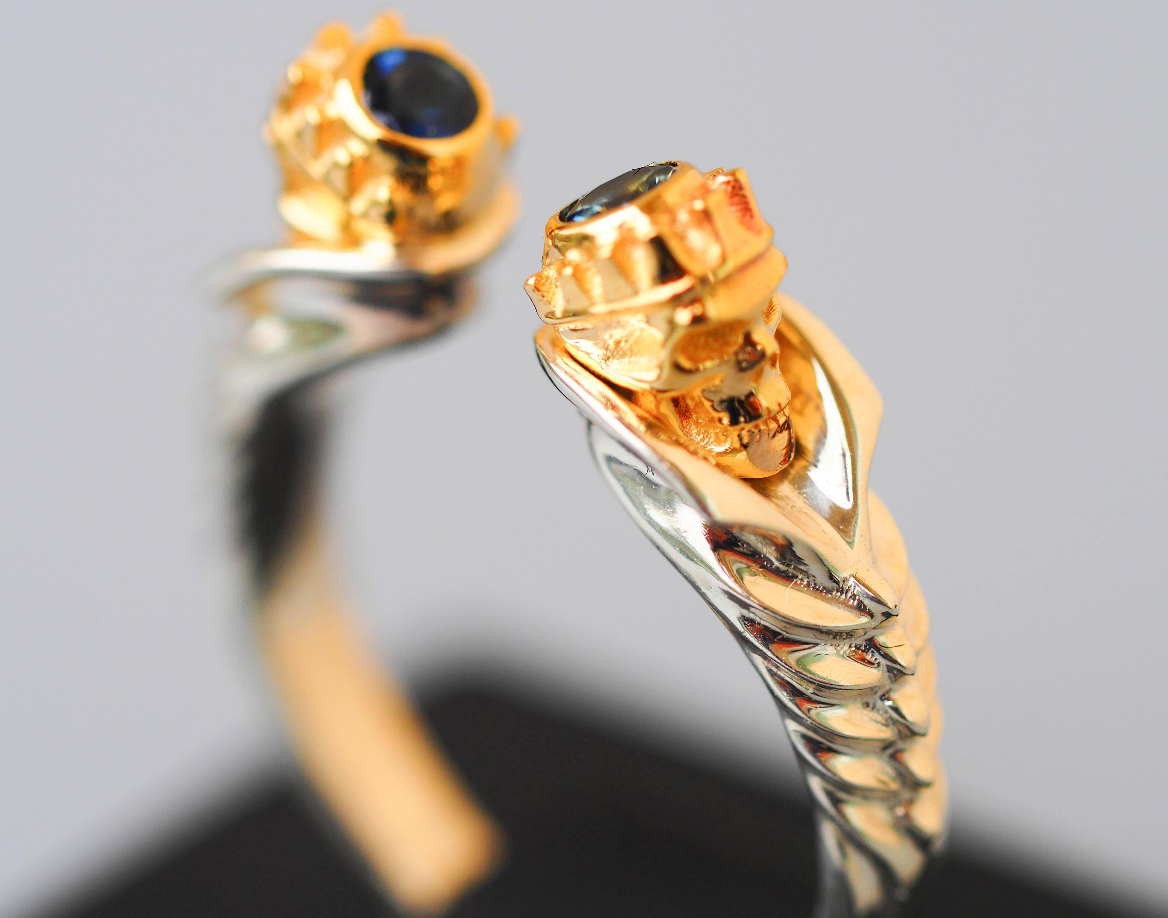 For Sale:  Scull ring with blue sapphires 9