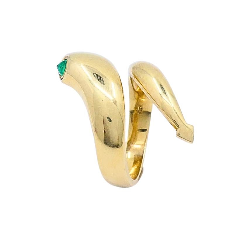 Bague en or 14k avec serpent et émeraude en taille de poire Pour femmes en vente
