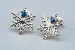 Snowflake Earrings with Sapphires and Diamonds