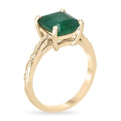 Solitärring aus 14 Karat Gold mit einem natürlichen Smaragd im Asscher-Schliff von 2,89 Karat