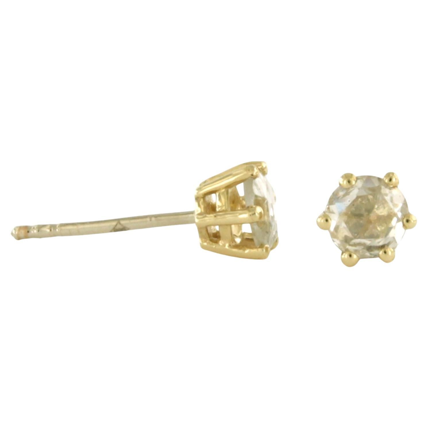 14k gold solitaire stud earrings with rose cut diamond up to 0.66ct 1.4 grams