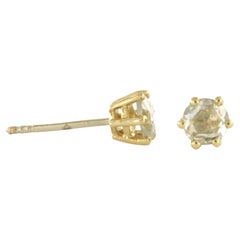 Clous d'oreilles solitaires en or 14 carats avec diamant taille rose jusqu'à 0,66 carat 1,4 grammes