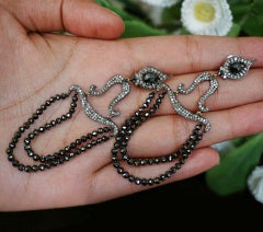 14k Gold Spinel Beads Pave Diamond 925 Silver Dangle Earring