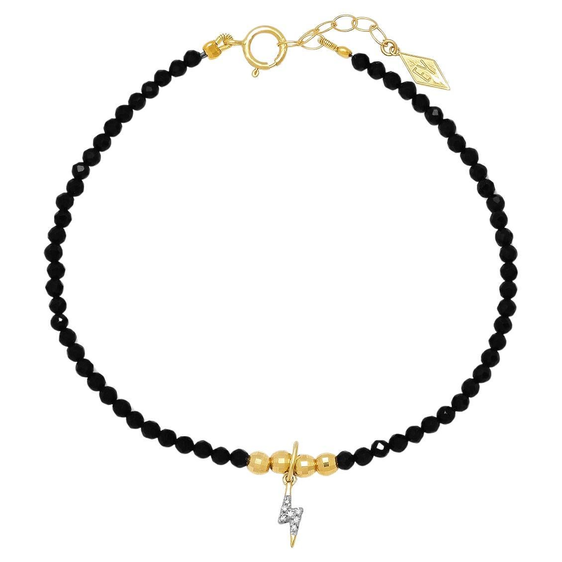 14k Gold, Spinell, Diamant "Special Edition" Mini Edelstein Heilung Charme Armband im Angebot