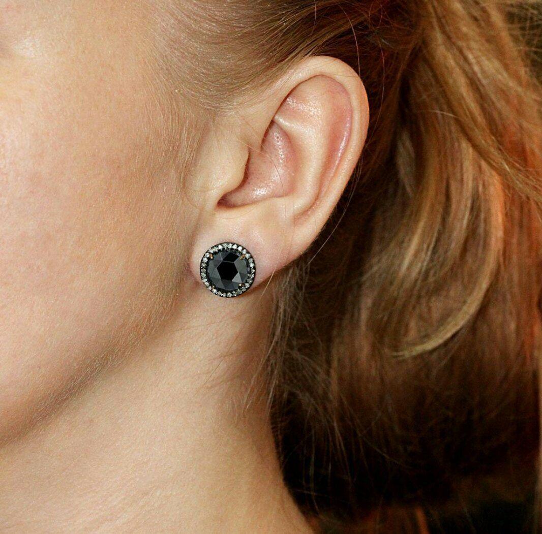 Women's or Men's 14k Gold Spinel Stud Earring 925 Silver Pave Diamond Stud Earring Gift. For Sale