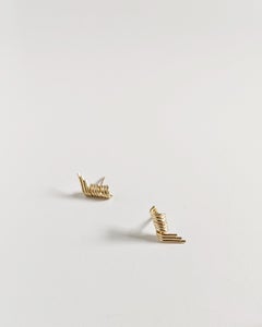 14K Gold Spiral Bar Stud Earring