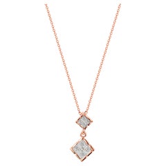 14k Gold Square Charm Diamond Necklace Dainty Charm Necklace