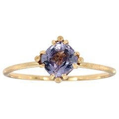 14K Gold Square Cushion Light Lavender Sapphire Solitaire Ring Center 1 Carat