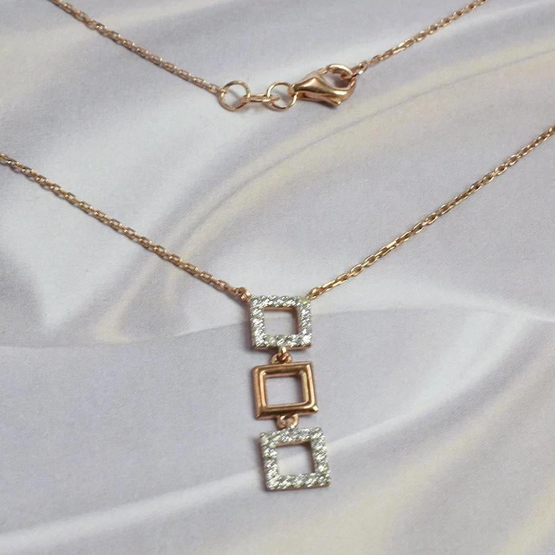 Modern 14k Gold Square Drop Necklace Minimal Necklace Layering Necklace Jewelry For Sale