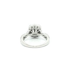 14k Gold Square Invisible Set Diamond w/ Cushion Halo Cluster Engagement Ring