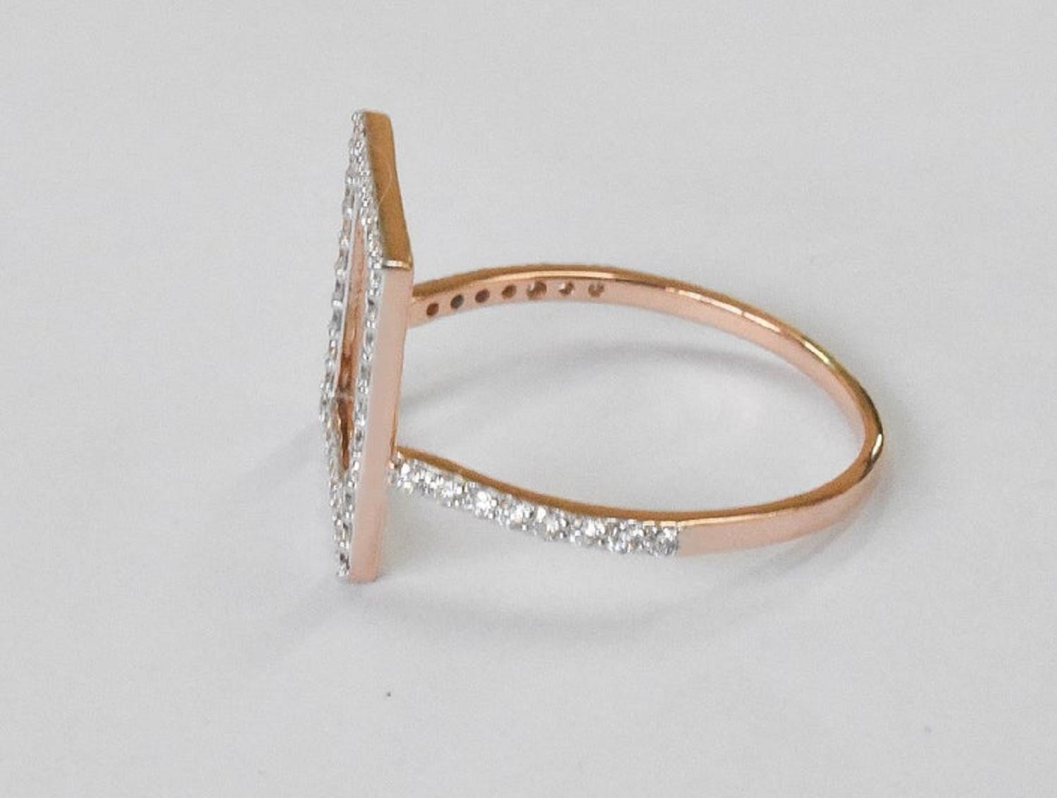 For Sale:  14K Gold Square Shape Gold Diamond Ring Geometric Shape Diamond 4