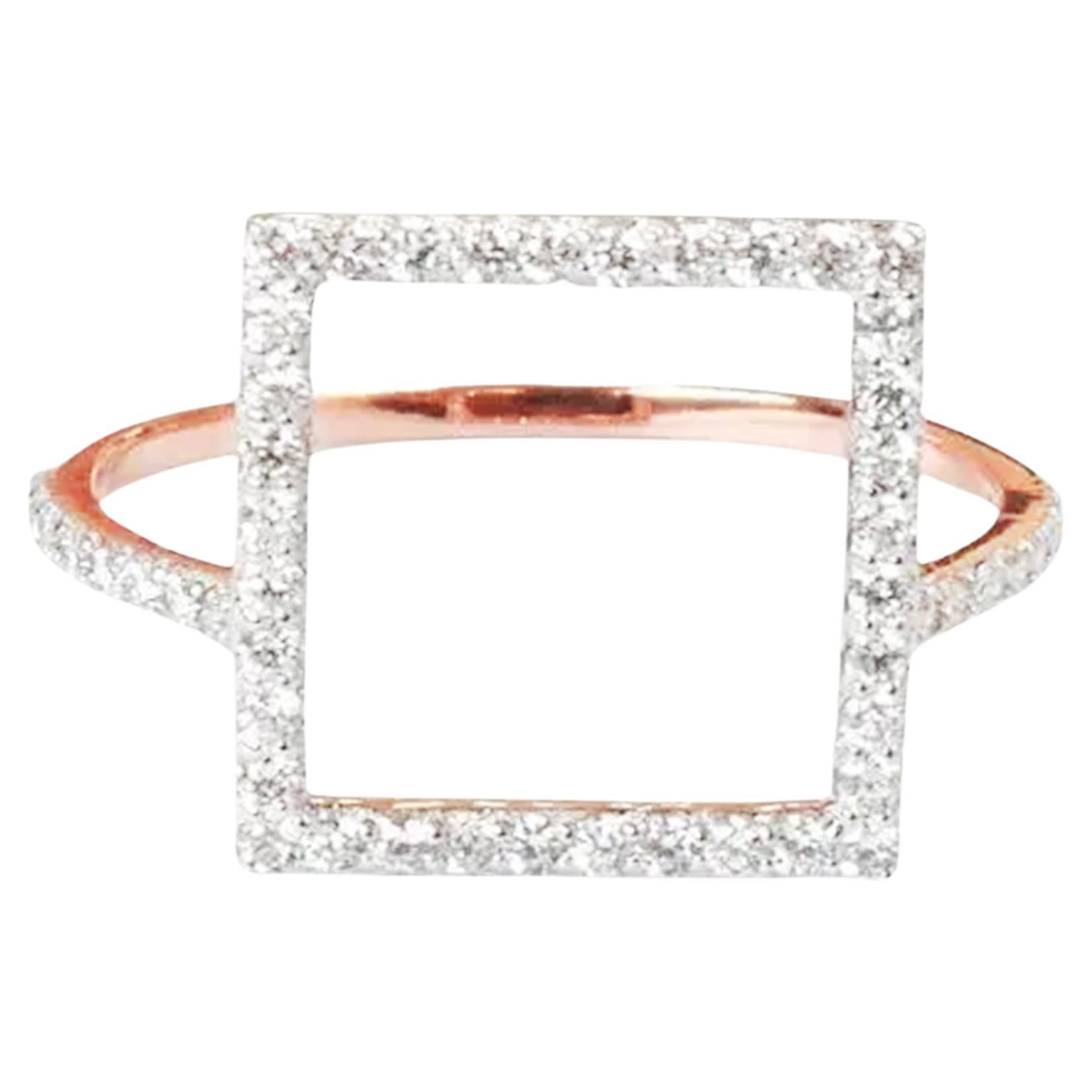 For Sale:  14K Gold Square Shape Gold Diamond Ring Geometric Shape Diamond 2