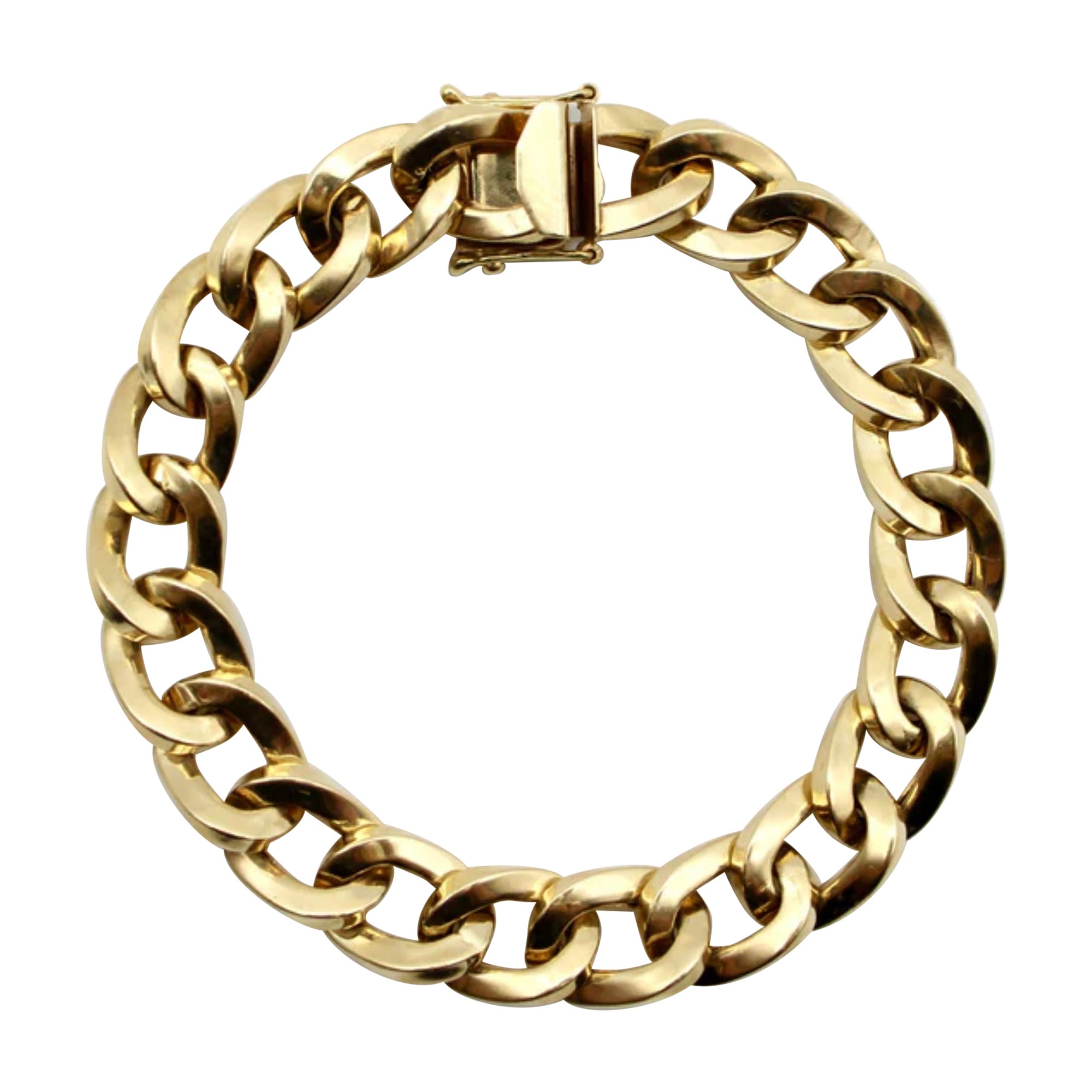 Pulsera vintage de eslabones cuadrados de oro de 14 quilates