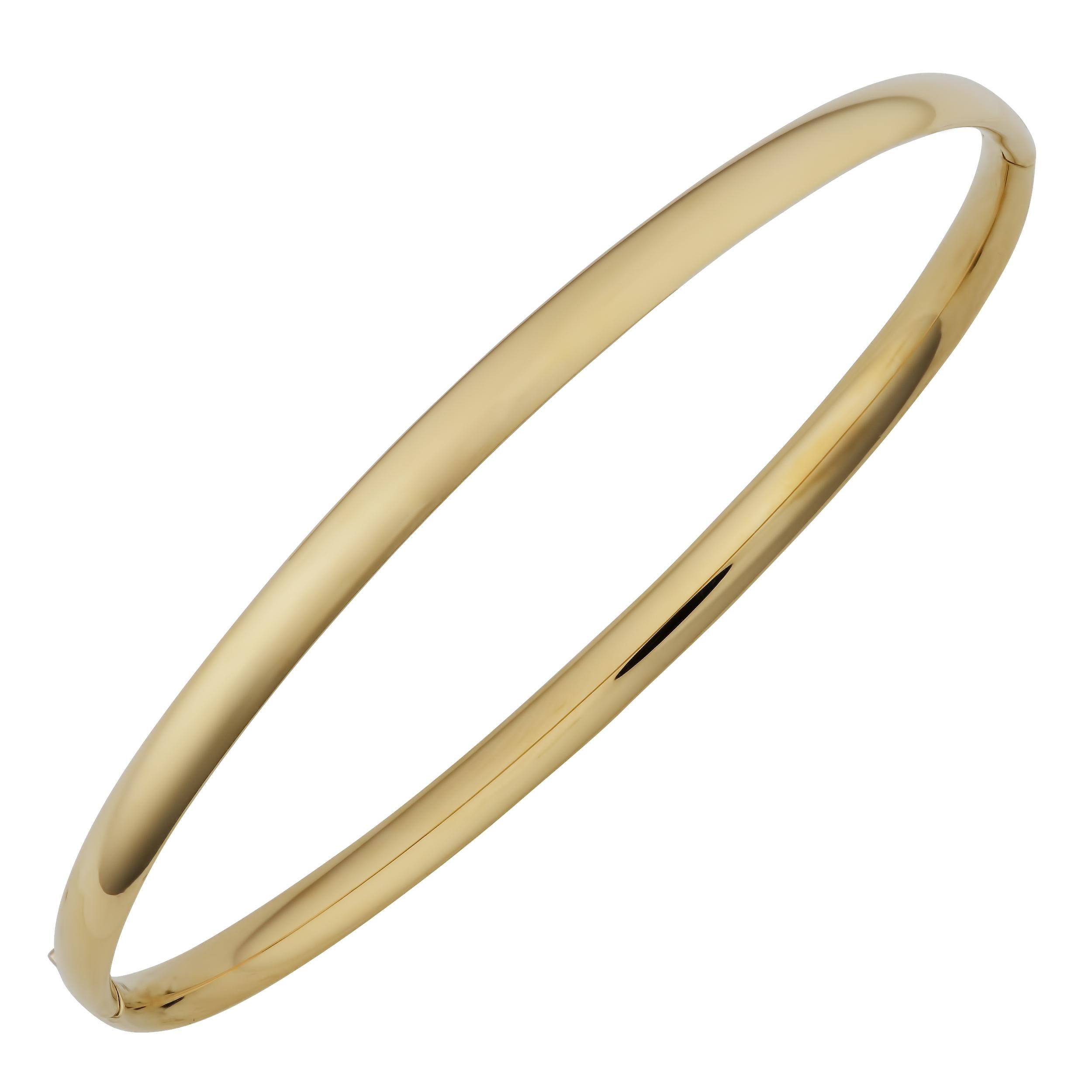 14K Gold Stackable Bangle in 4MM Thick. 7 inch Diameter.

This piece is perfect for everyday wear and makes the perfect Gift! 

We certify that this is an authentic piece of Fine jewelry. Every piece is crafted with the utmost care and precision.