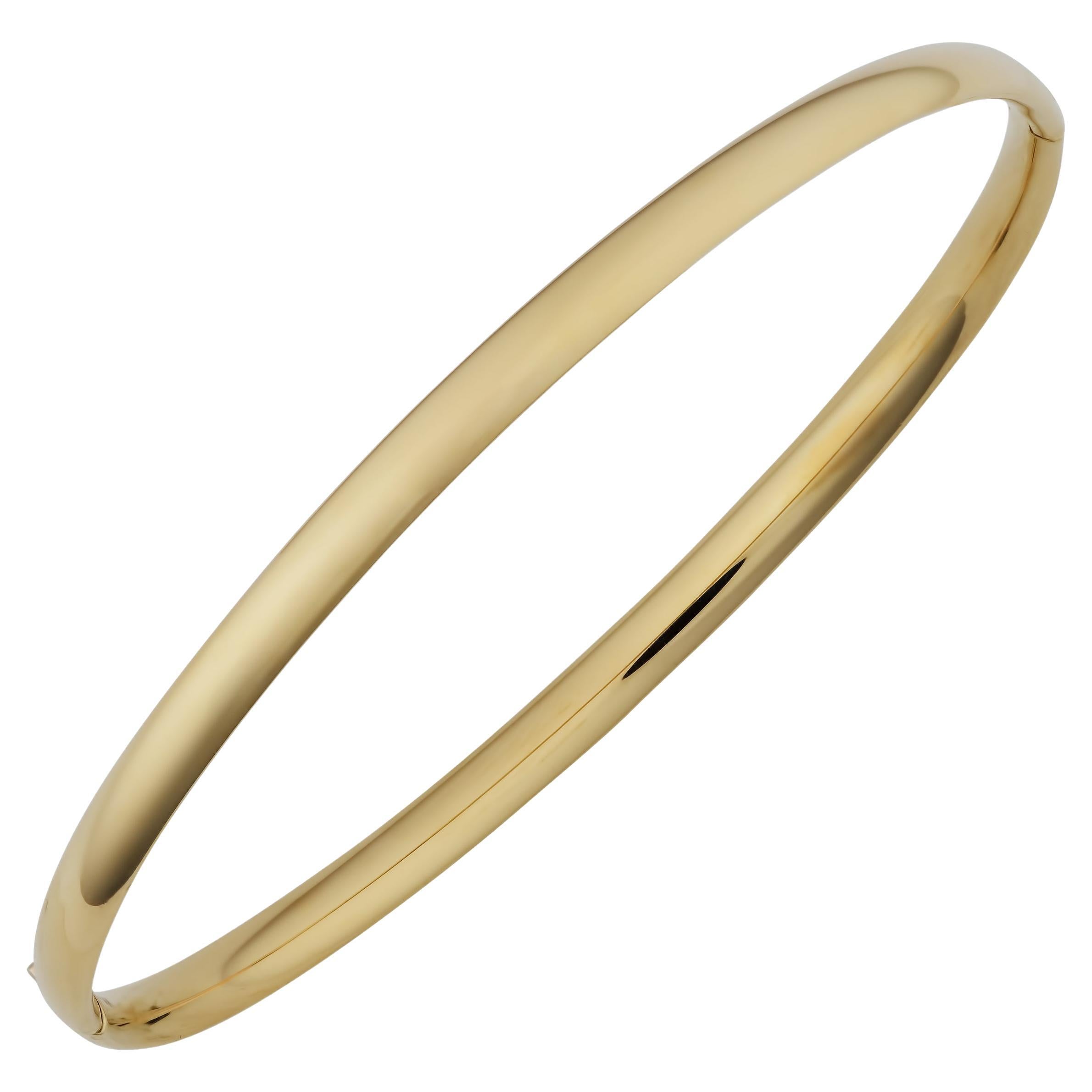 14K Gold Stackable Bangle in 4MM For Sale