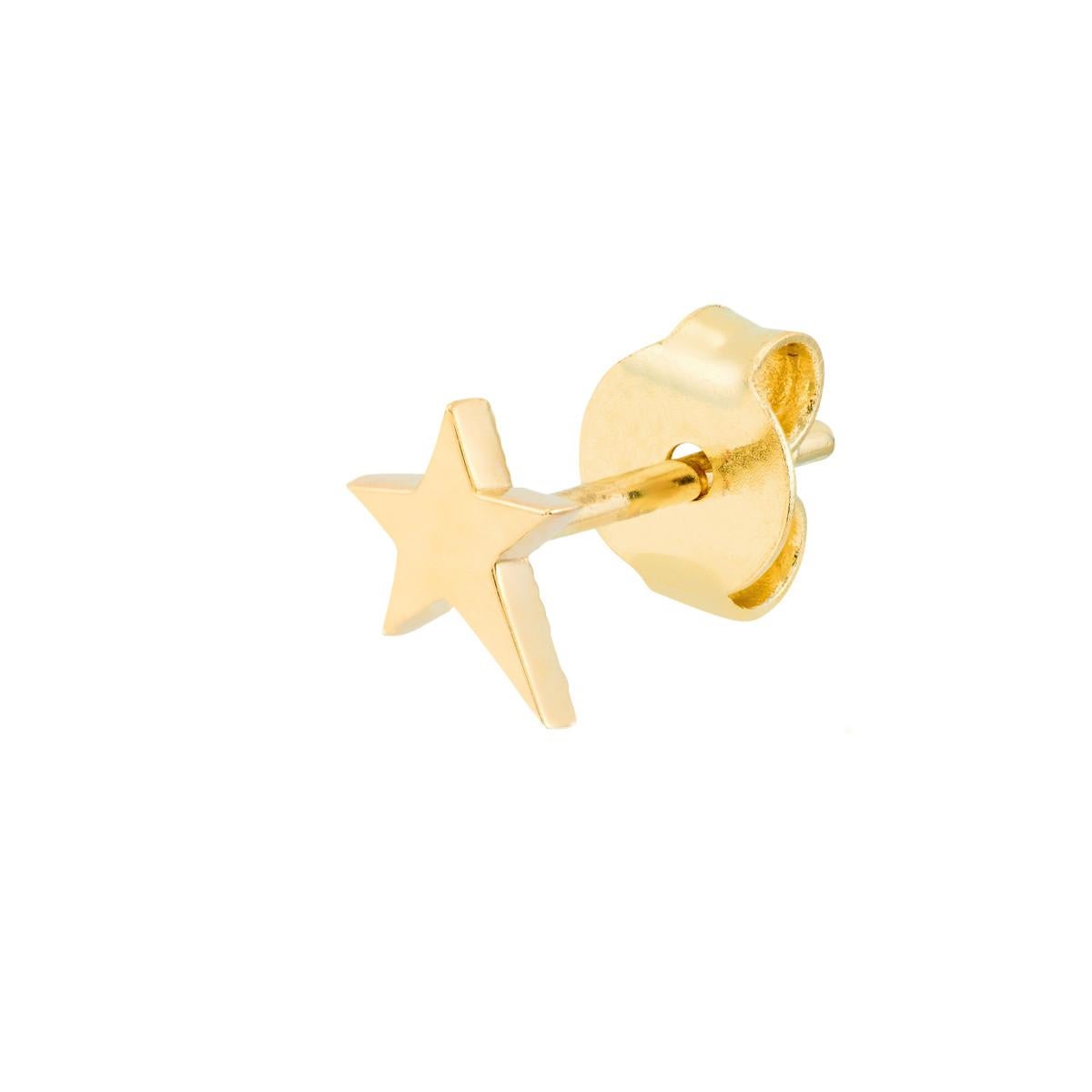 14k Gold Star Earrings, Star Stud Earrings In New Condition For Sale In Briarcliff Manor, NY