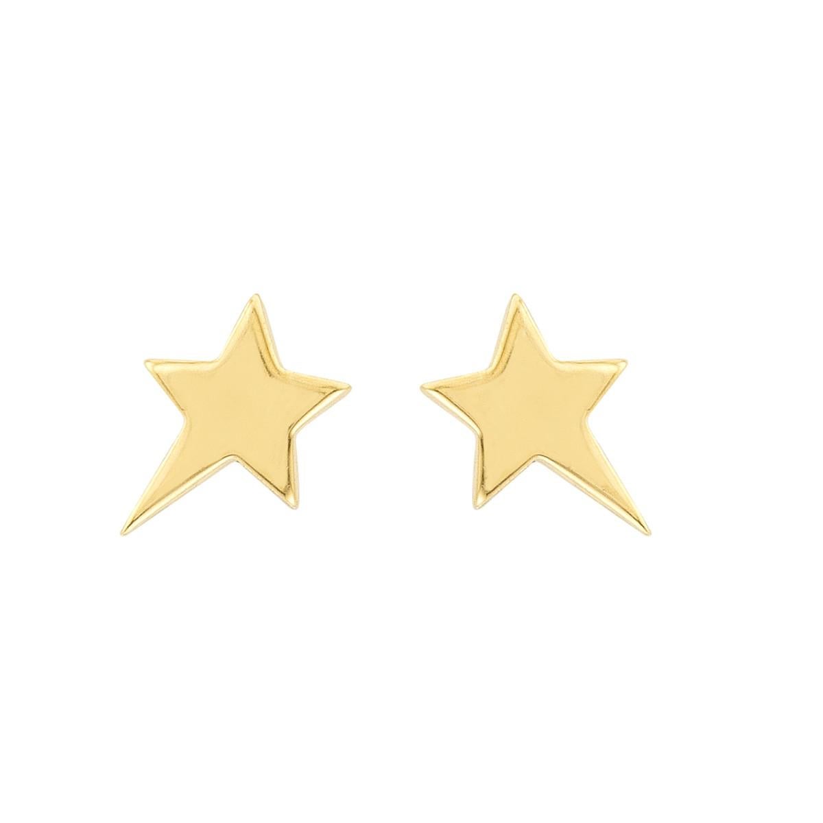 Women's or Men's 14k Gold Star Earrings, Star Stud Earrings For Sale