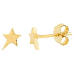 14k Gold Star Earrings, Star Stud Earrings