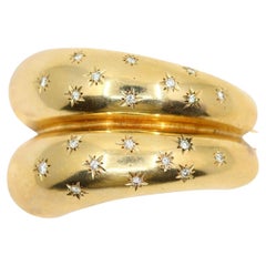 14K Gold Star Etched Diamond Brooch Pin