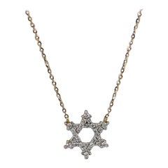 14k Gold Star of David Diamond Necklace Religious Star Diamond Jewish Gift