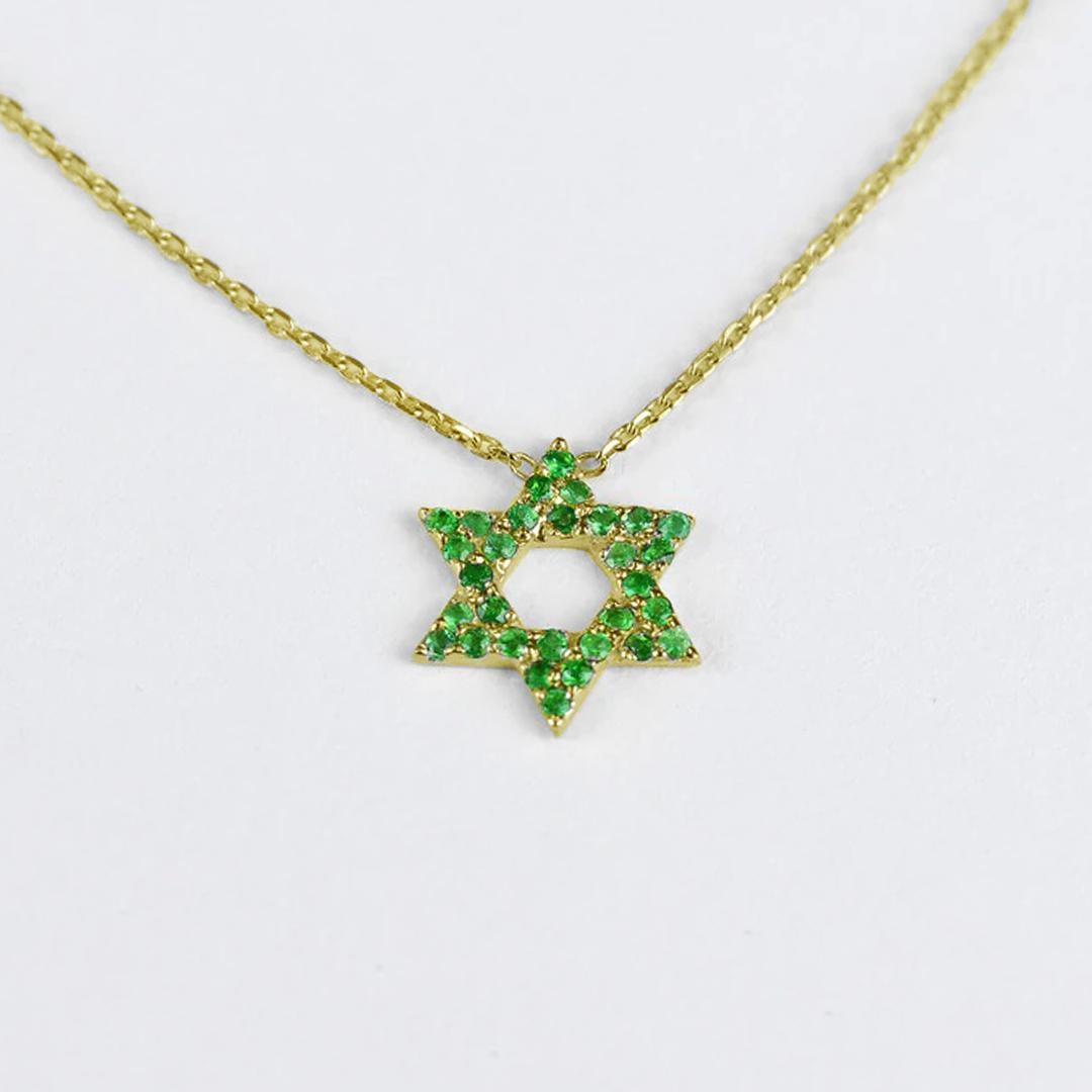 Star of David Emerald Necklace Pendant is made of 14k solid gold adorned with natural AAA quality Emerald. 
Available in three colors of gold : White Gold / Rose Gold / Yellow Gold.

Delicate Minimal Necklace is adorned with natural Emerald. Perfect
